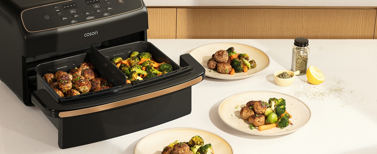 Cosori Friggitrice ad Aria Dual Blaze Twinfry 8,6L Nero