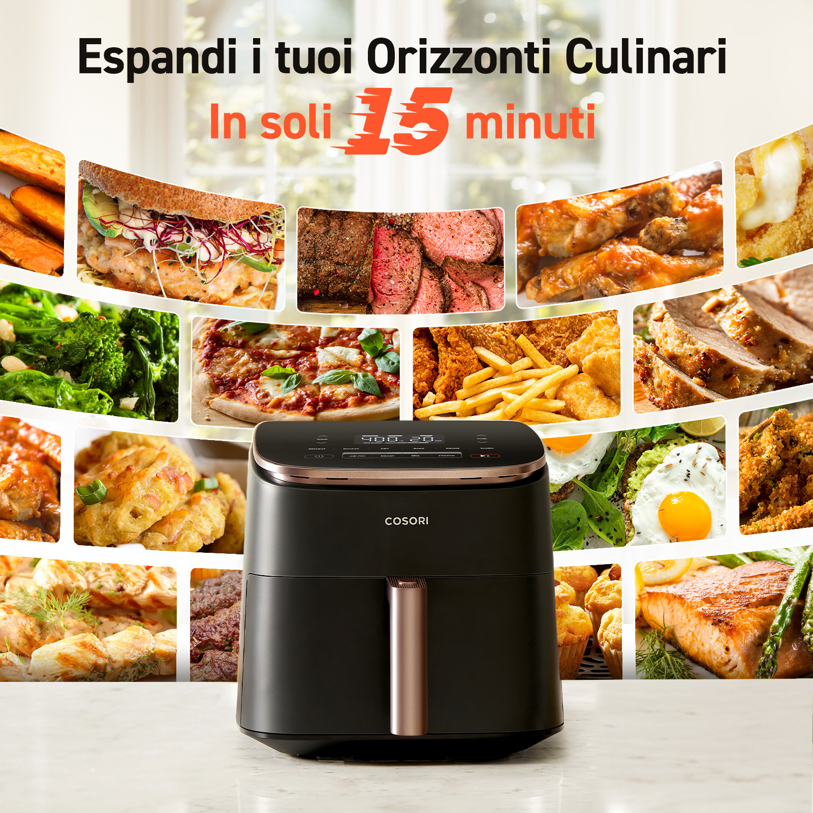 Cosori Friggitrice ad Aria Turbo Blaze Chef Edition 6L Nero Oro Rosa