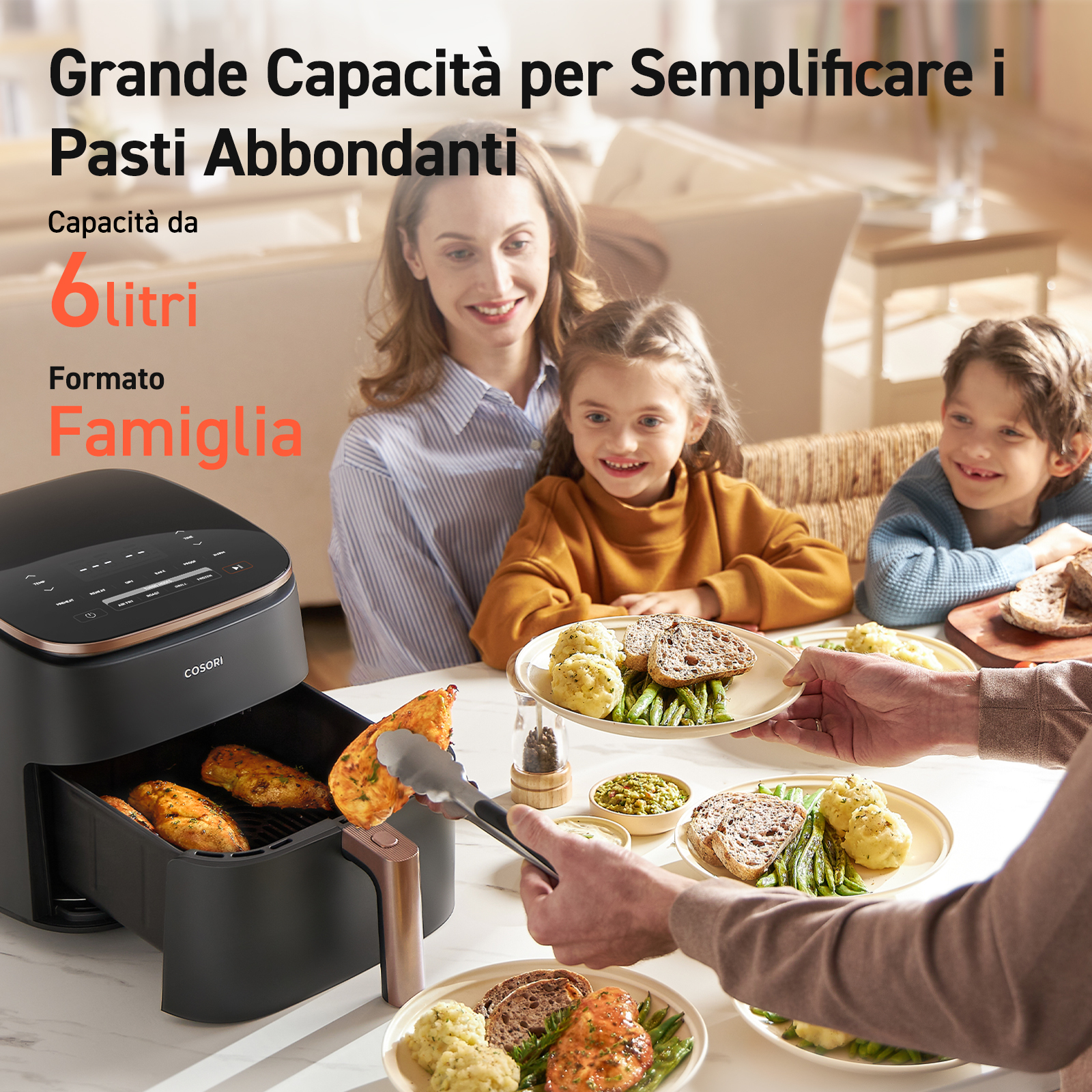 Cosori Friggitrice ad Aria Turbo Blaze Chef Edition 6L Nero Oro Rosa