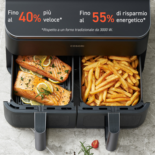 Cosori Friggitrice ad Aria Dual Basket 8.5L Nero Argento