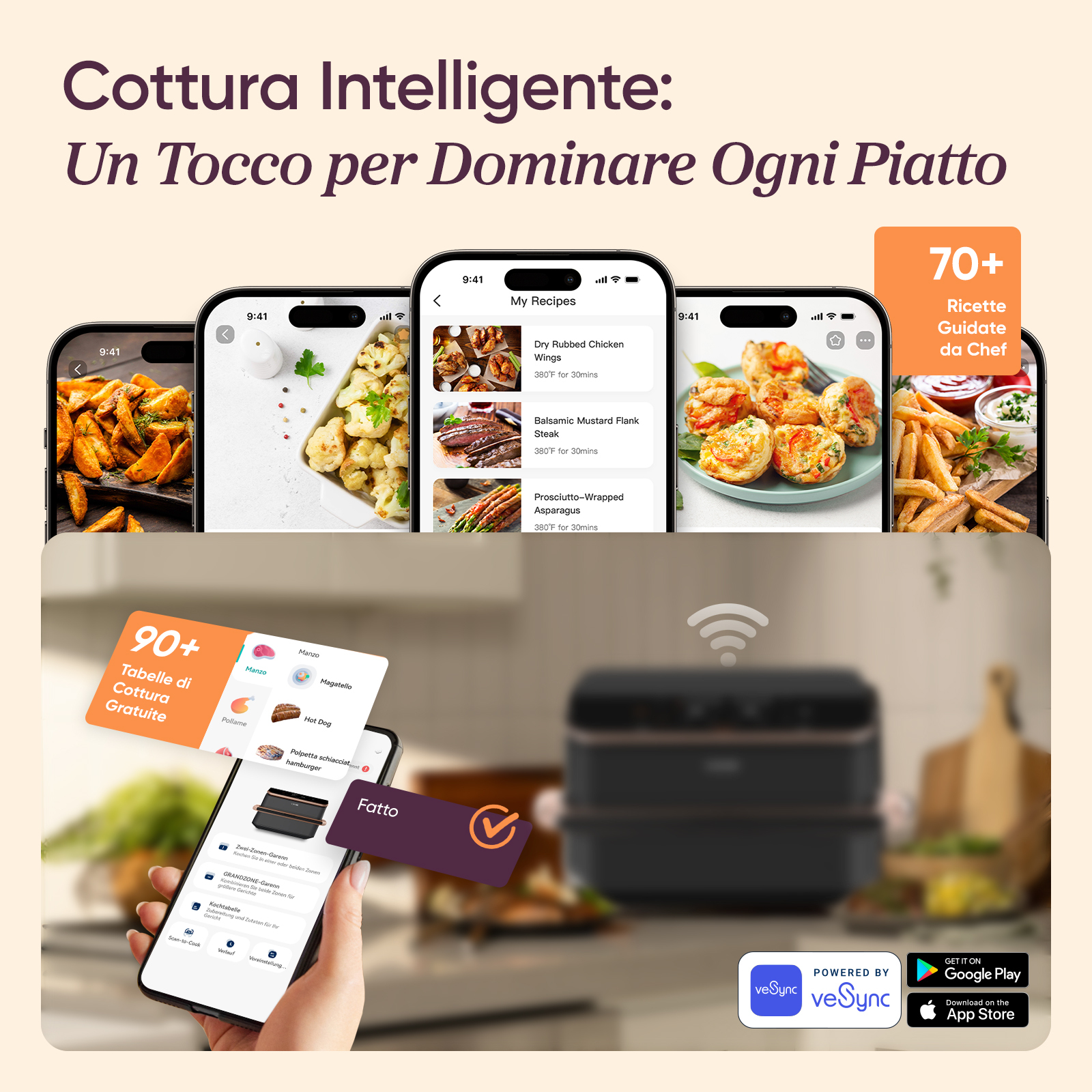 Cosori Friggitrice ad Aria Dual Blaze Twinfry™ Chef Edition 10L Grigio Rose Gold
