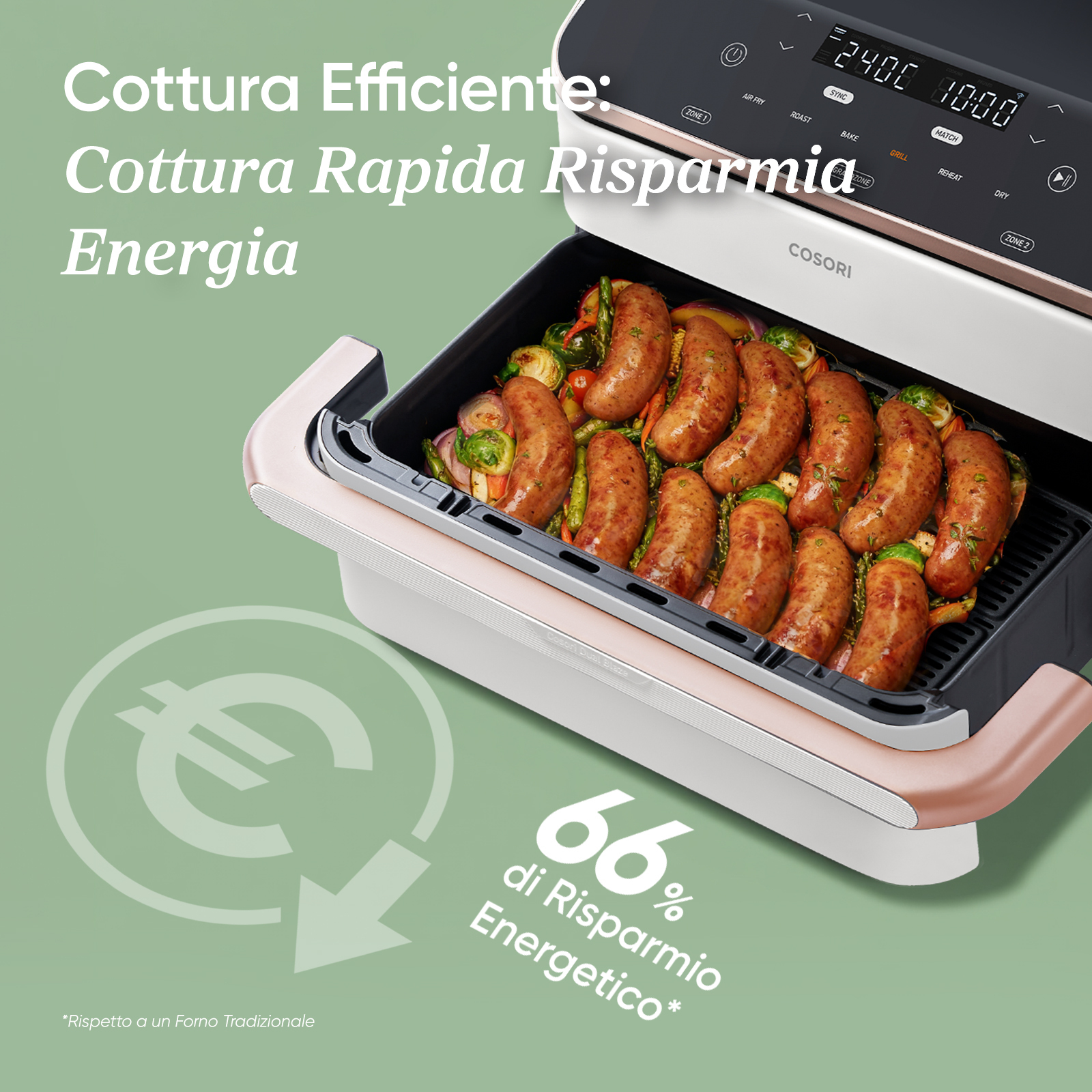 Cosori Friggitrice ad Aria Dual Blaze Twinfry™ Chef Edition 10L Bianco Rose Gold