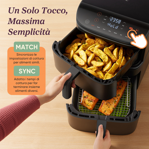 Cosori Friggitrice ad Aria Turbo Tower 10.8L Nero