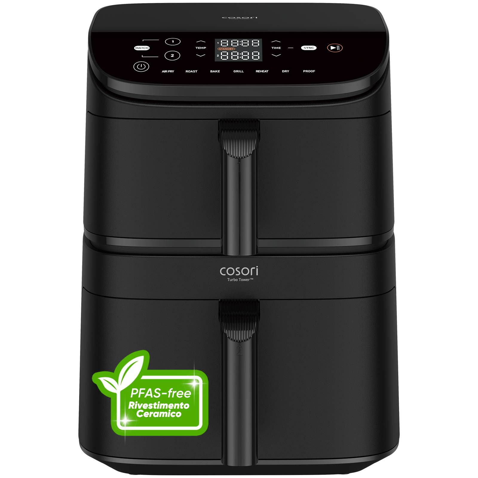 Cosori Friggitrice ad Aria Turbo Tower 10.8L Nero
