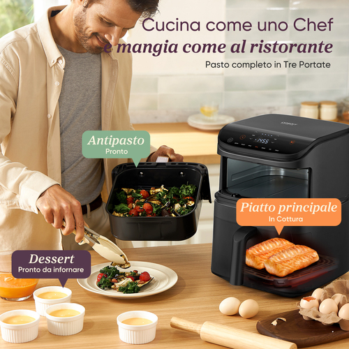 Cosori Friggitrice ad Aria Turbo Tower 10.8L Nero