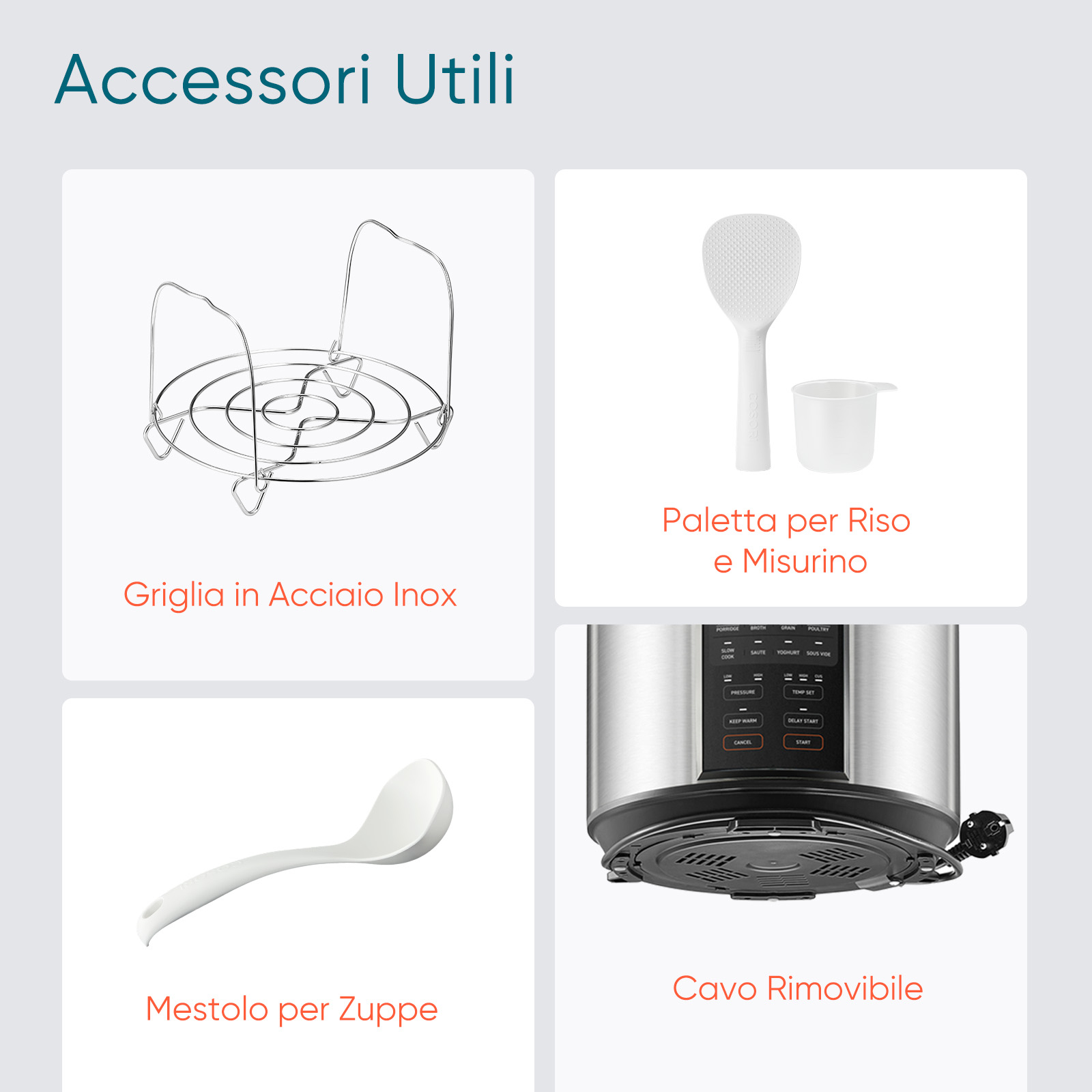 Cosori Pentola a Pressione elettrica 5,7L Nero Acciaio Inox