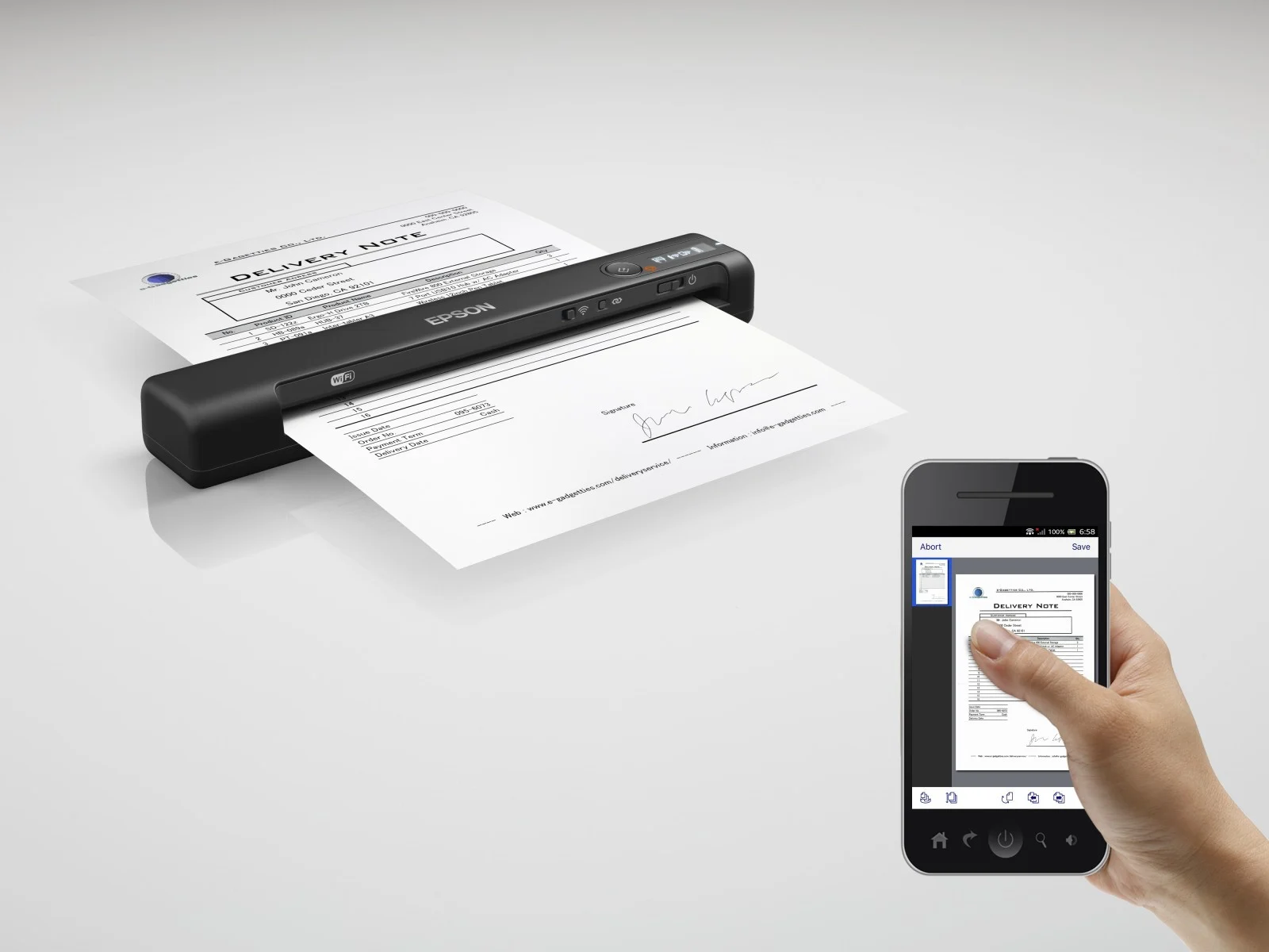 Epson Scanner Portatile Workforce Es-60w Nero