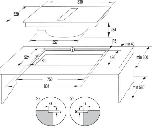 Hisense Piano a Induzione con cappa integrata Heh8432bscwf  nero