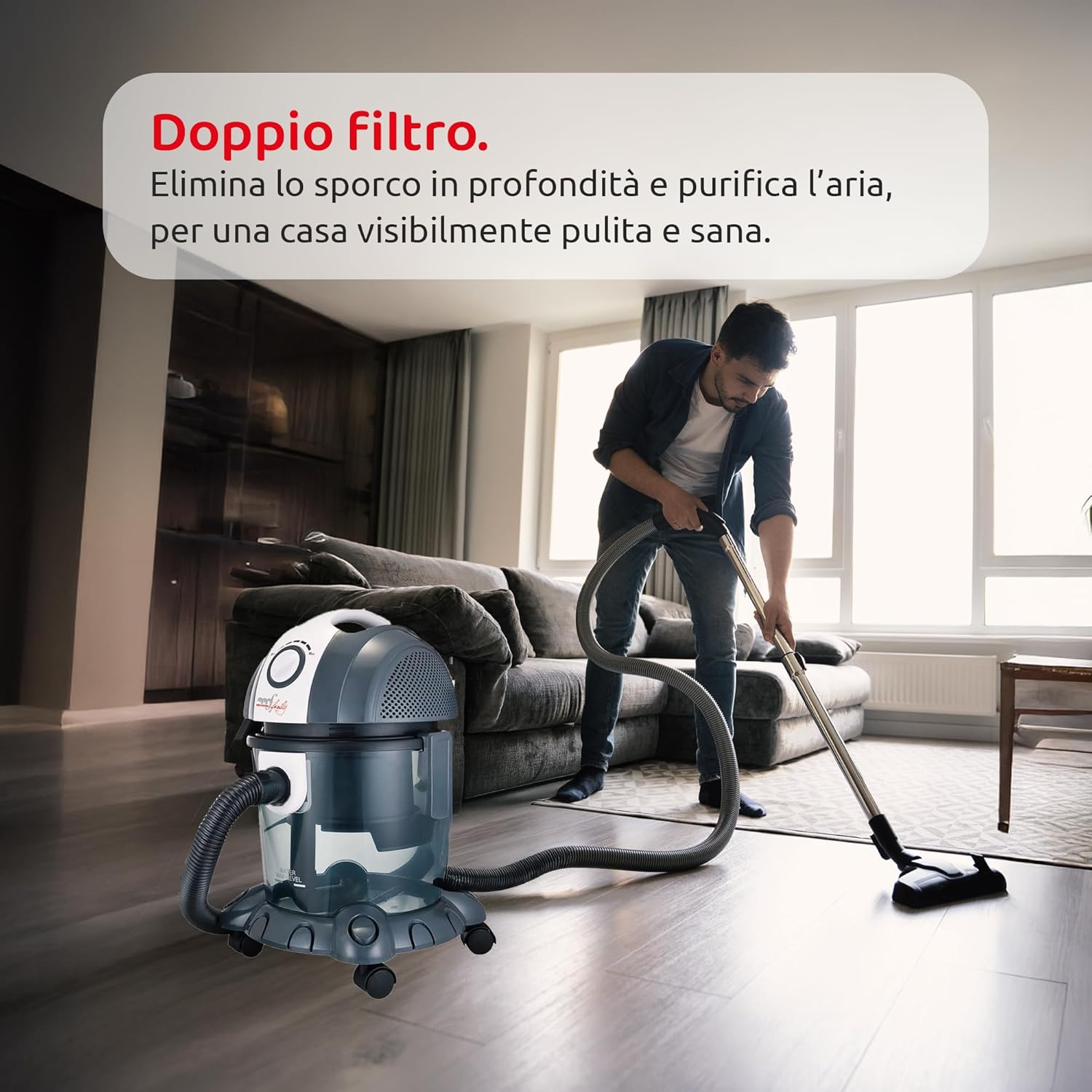 Melchioni Bidone Aspiratutto Mr Bin G con filtro ad acqua Grigio