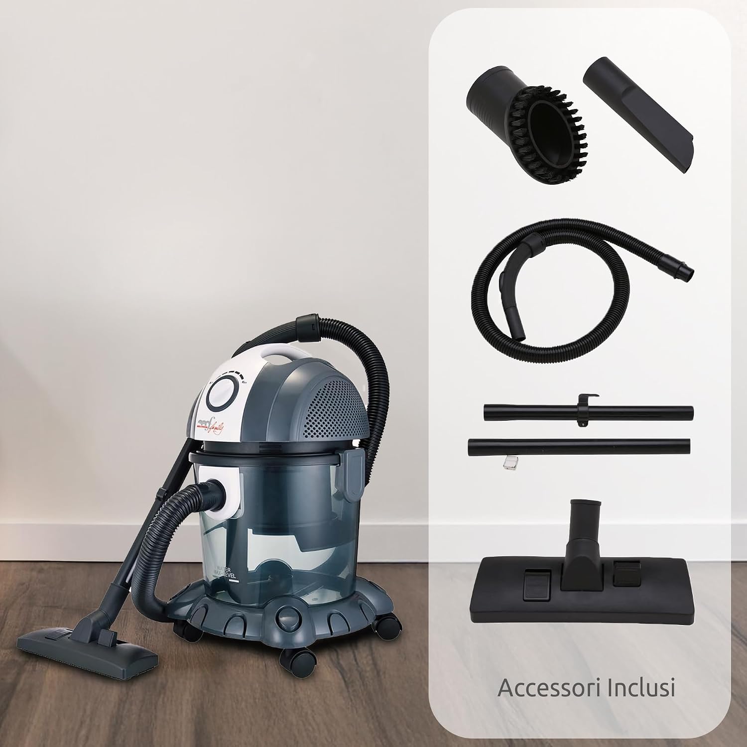 Melchioni Bidone Aspiratutto Mr Bin G con filtro ad acqua Grigio