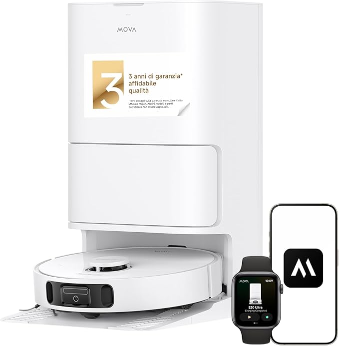 Mova Robot Aspirapolvere e Lavapavimenti E30 Ultra Bianco