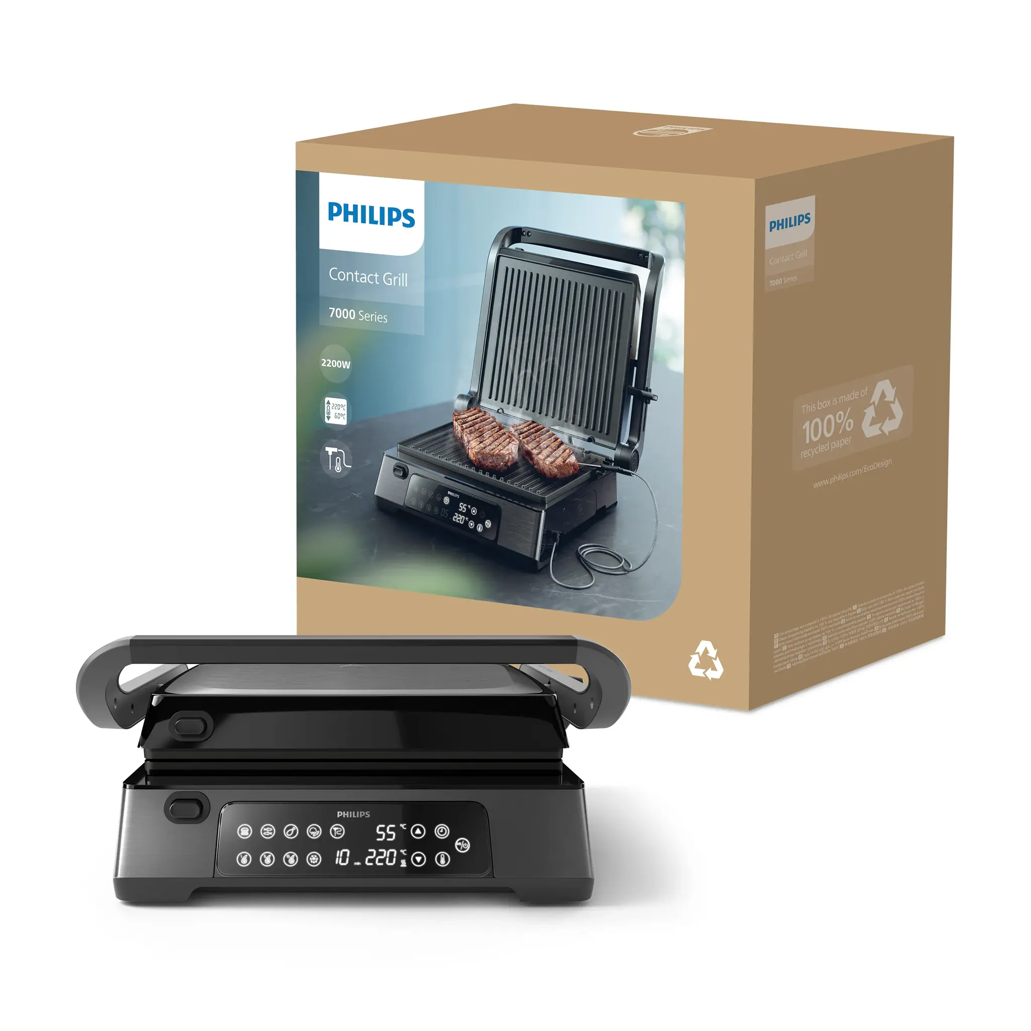 Philips Grill a contatto Serie 700 Hd6307/70 Nero
