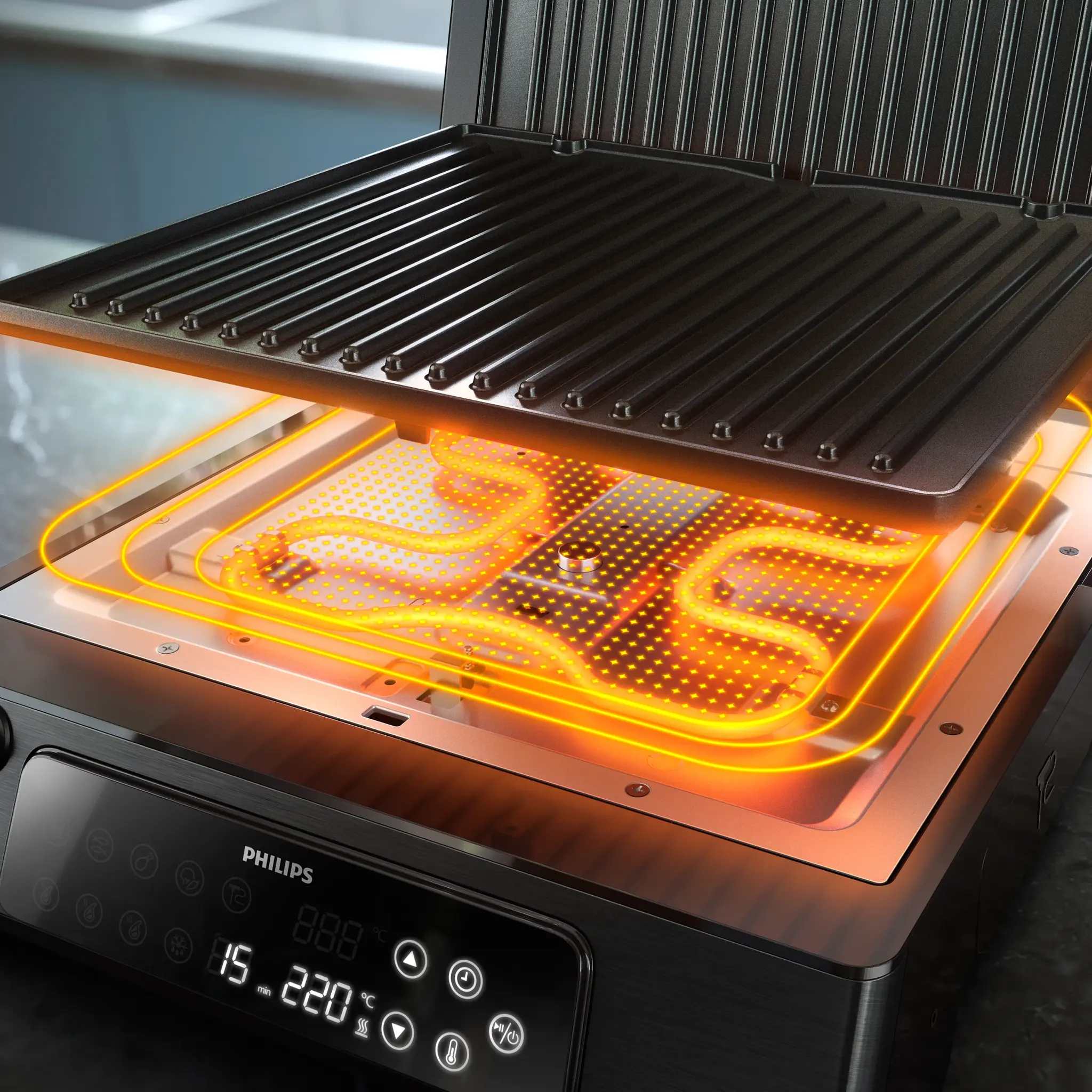 Philips Grill a contatto Serie 700 Hd6307/70 Nero