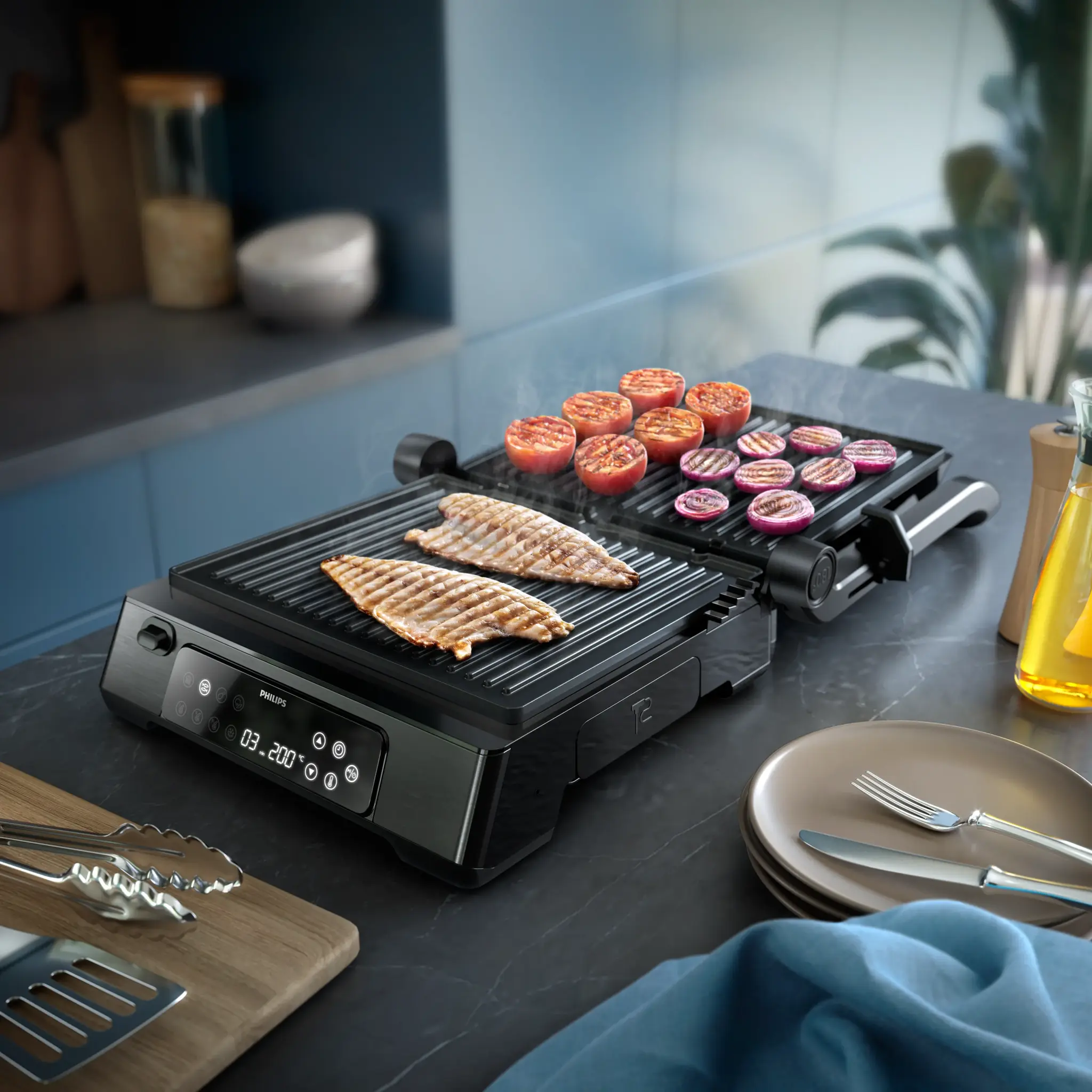 Philips Grill a contatto Serie 700 Hd6307/70 Nero