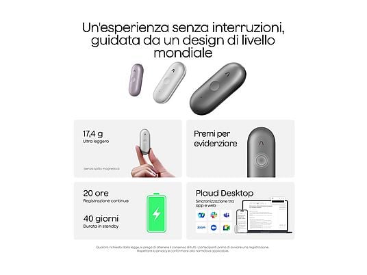 Plaud Registratore vocale Pin S