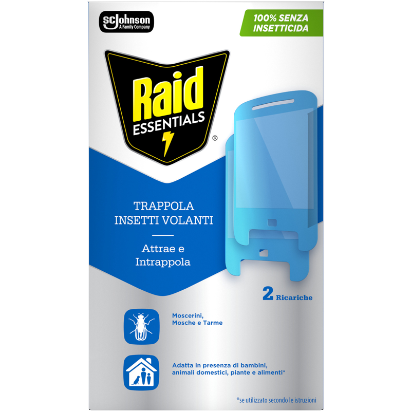 Raid Essentials 2 Ricariche Trappola Insetti Volanti Senza Insetticida