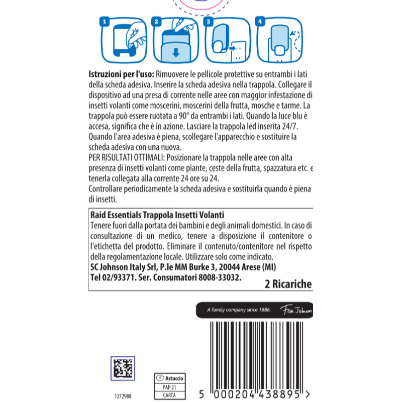 Raid Essentials 2 Ricariche Trappola Insetti Volanti Senza Insetticida