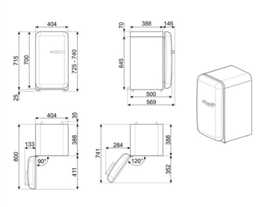 Smeg Mini Frigorifero FAB5LPG6 Verde Pastello lucido