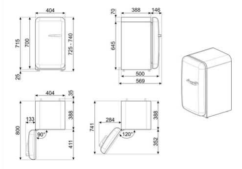 Smeg Mini Frigorifero FAB5LCR6 Panna lucido