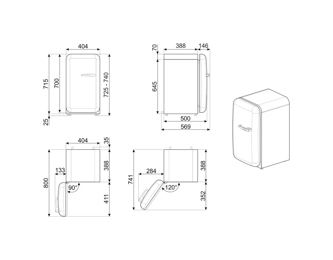 Smeg Mini Frigorifero FAB5LPK6 Rosa lucido