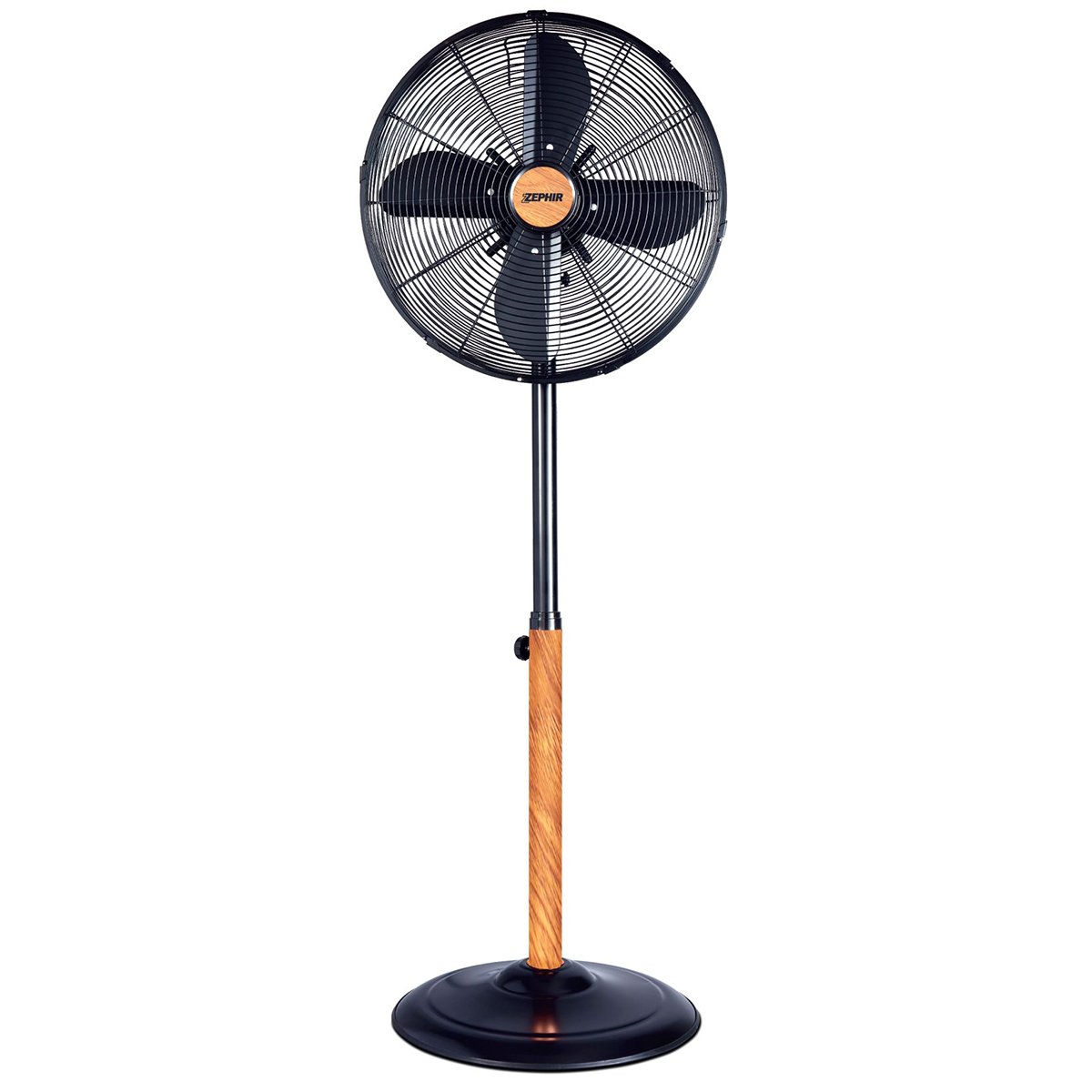Zephir Ventilatore A Piantana Pl41le  In Metallo Nero Effetto Legno