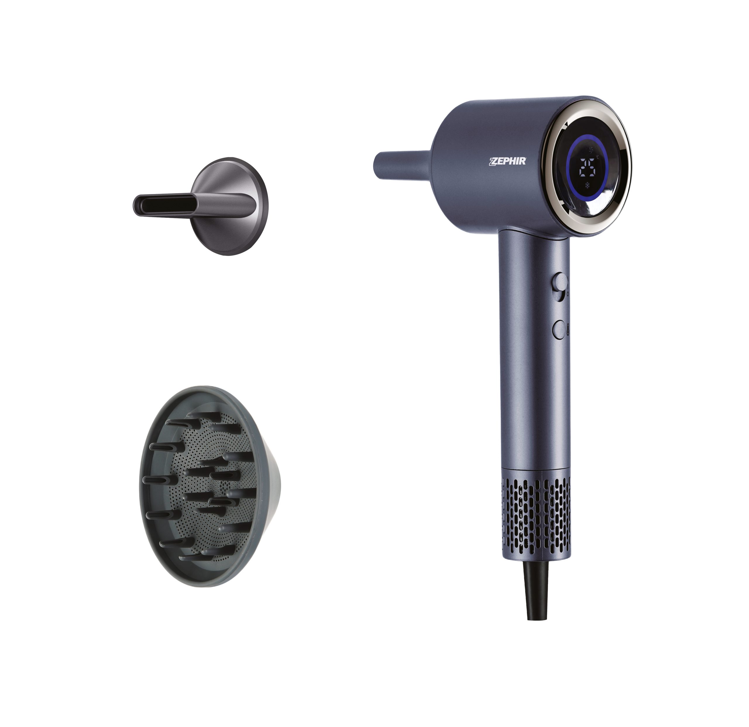 Zephir Asciugacapelli Ultrasonico Zhb4002 Grigio Metalizzato