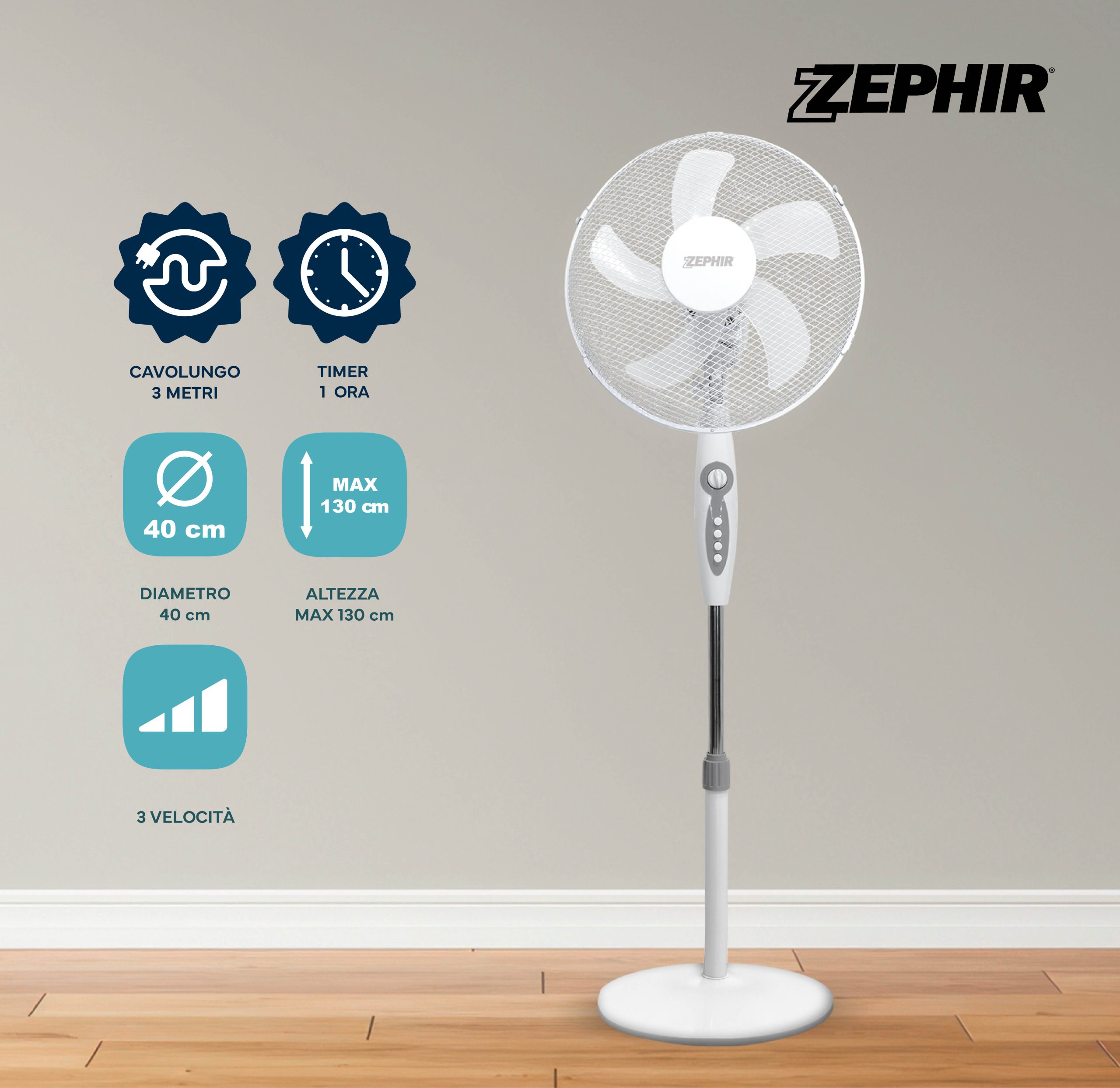 Zephir Ventilatore a piantana Timer40